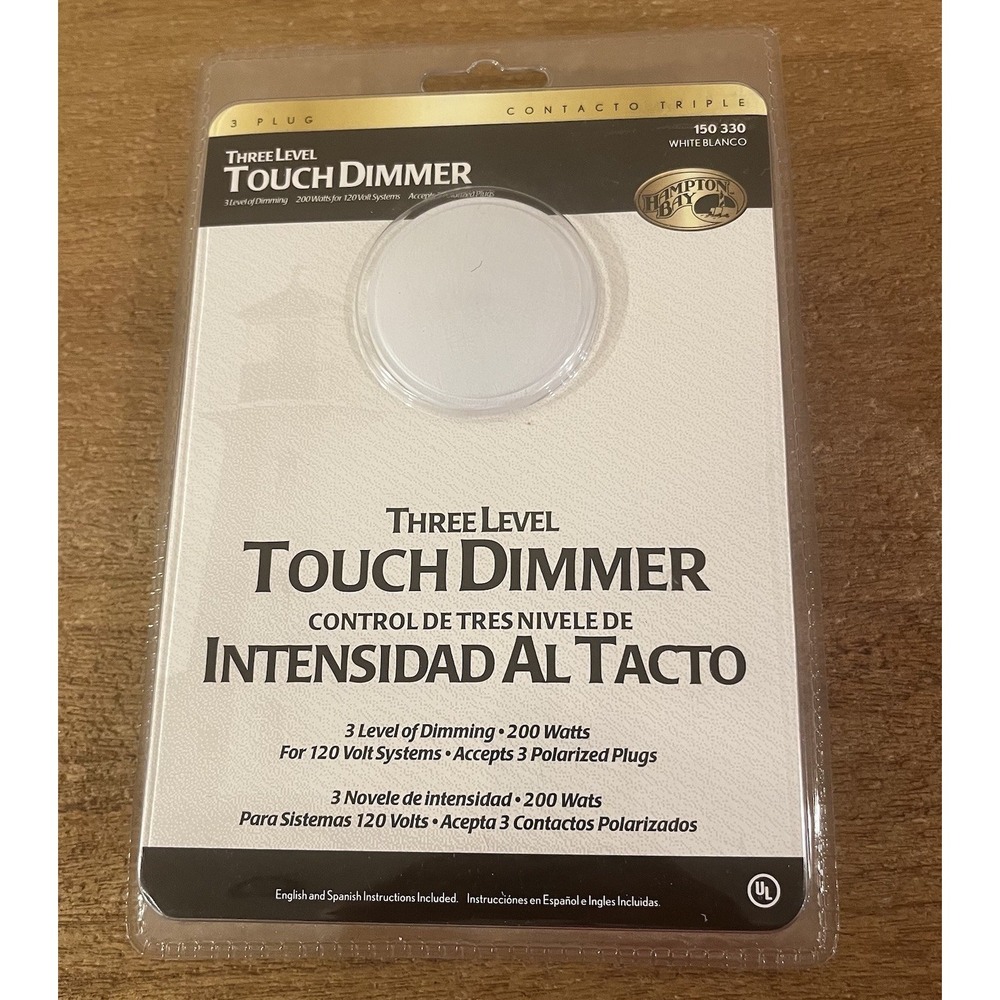 NEW Hampton Bay 150330 Three Level Touch Dimmer White 200W 3 Plug UL Sealed